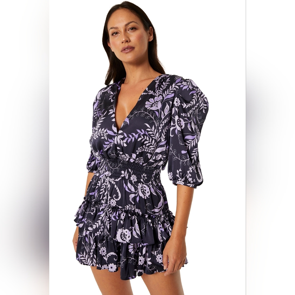 NWT MISA Lilah Mini Dress in Indigo Vines size XL
